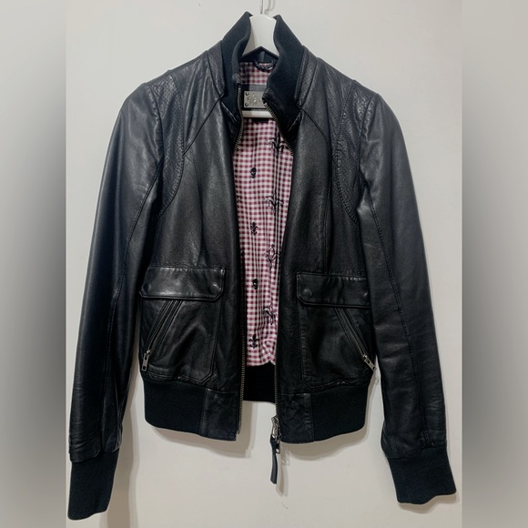 Mackage x Aritzia leather bomber jacket. Black, small. - Picture 3 of 6